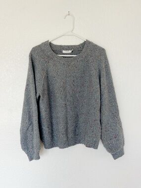 Confetti Knit Lush Sweater Gray Blue Speckled Crewneck Pullover Jumper Top Slate